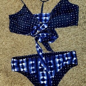 Elegant Navy and White Bikini Set